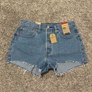 Levi Striped High Rise 501 Shorts